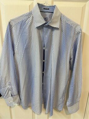 Men's Blue Micro-Pattern Dress Shirt